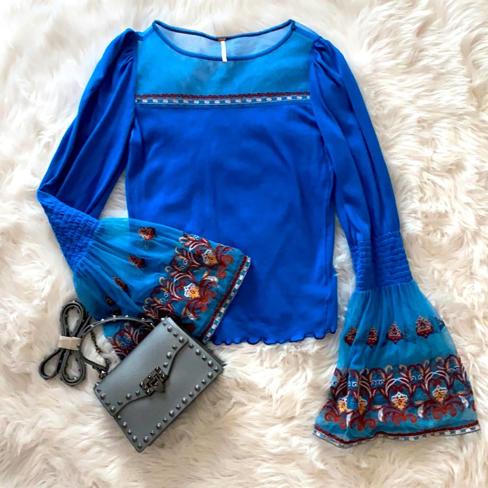 Free People Blue Top